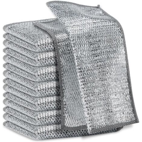 BUNTHAUS Torchons à Vaisselle en Fil Multi-usages pour Humide et Sec - Chiffons de Nettoyage en Fil Métallique à Double Couche (10 Pièces, 20 x 20 cm)