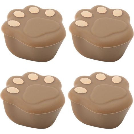 Set mit 12 flexiblen Silikon-Eckenschützern in Form einer Katzenpfote, 3,8 x 3,8 x 1,9 cm, für Möbel, kaffeebraune Farbe. (1/5)