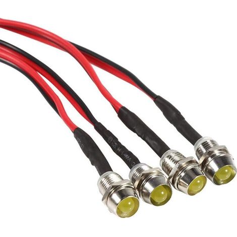pour small 12v led light 4 Témoins Lumineux de Tableau de Bord de Panneau de LED de 12v 8mm LED pour des Voitures, des Bateaux, des Camions, Van(Jaune) (1/4)