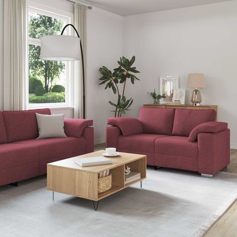 Sofa 3 pcs Wind Rot 219 x 80 x 82 cm Leinenmischgewebe (1/5)