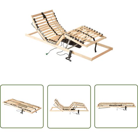 The Living Store Sommier à lattes électrique sans matelas avec 7 zones 70x200 cm - Sommier Électrique - Sommier À Lattes - Sommier Ajustable - Lit Électrique - Lit Avec Réglage Hauteur (1/6)