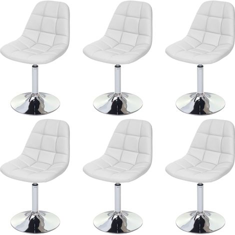 6er-Set Esszimmerstuhl HHG-452, Stuhl Drehstuhl, Chrom Kunstleder weiß