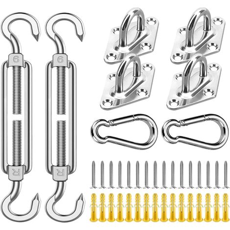 Accesorios de fijación de acero inoxidable para toldos de cuatro esquinas: kit de instalación robusto, adecuado para patios, zonas de descanso, piscinas y jardines. (1/5)
