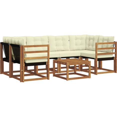vidaXL Outdoor Sofa Set with Cushion 7 pcs Natural and Cream (1/4)