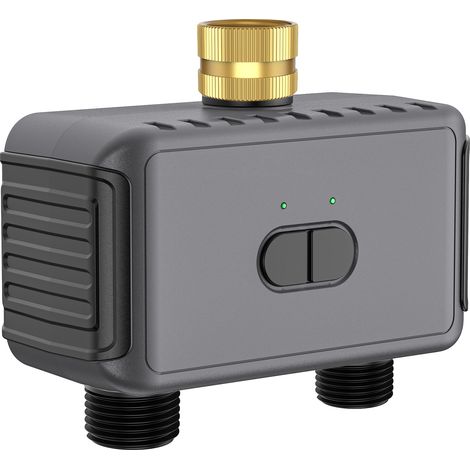 Bewässerungscomputer 2 Zonen – Für Balkon & Terrasse – Ohne App – LCD Display, Gartenbewässerung mit Timer – Grau (1/5)