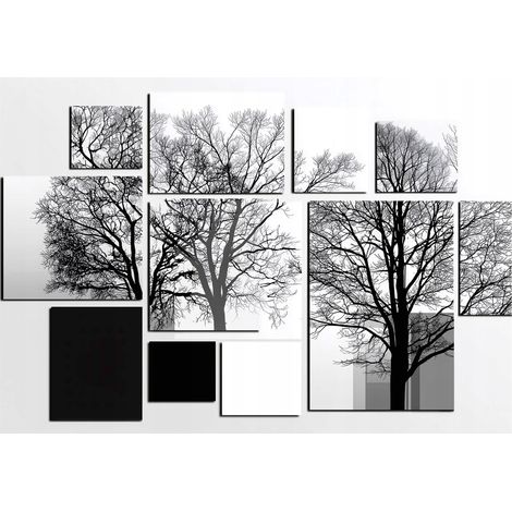 Papier peint mural arbres 3D abstrait forêt grise intissé grand format design intérieur salon chambre pas cher 150x105 cm (1/5)