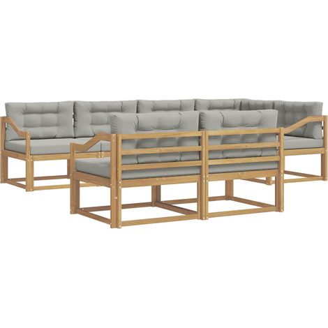Outdoor Sofa Set 6 pcs White and Light Grey Polyester vidaXL (1/5)