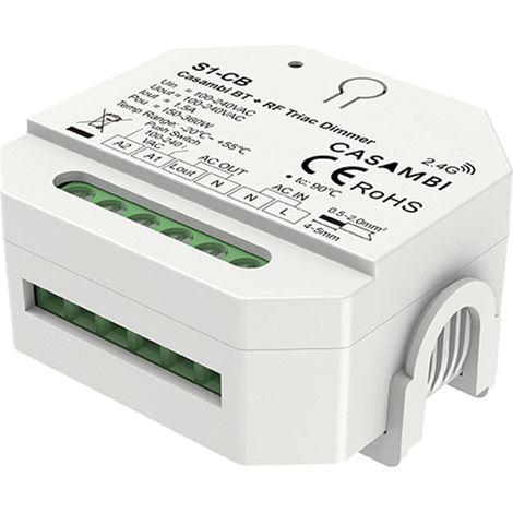 Regulador Casambi TRIAC 1 Canal SKYDANCE S1-CB compatible con Mando RF y Pulsador 360 W (1/5)