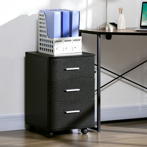 Mobile contenitore da ufficio Vinsetto su ruote con 3 cassetti con serratura, 40 x 40 x 61,5 cm, nero. (1/5)