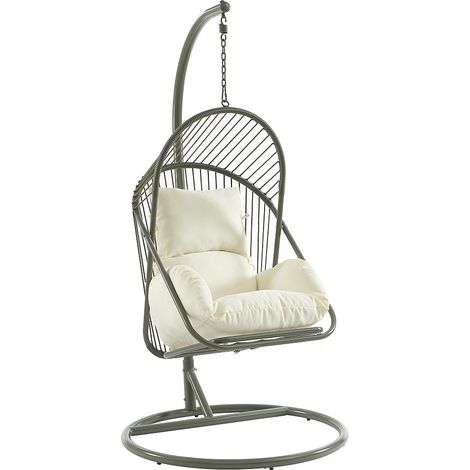 Poltrona sospesa in resina intrecciata - Verde con cuscini bianchi - LUTUS di MYLIA