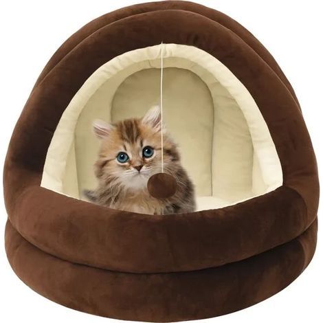 Panier pour chat 40x40x35 cm, marron et beige (1/4)