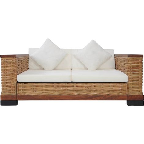 Canapé  Sofa à 2 places avec coussins Marron Rotin naturel (1/5)