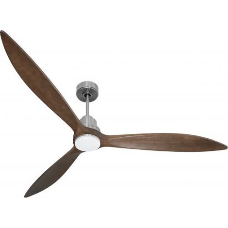 Tenerife - Super destratificateur et ventilateur DC 166 cm  Chrome pales bois sombre avec Lumière 30 à 60 m²