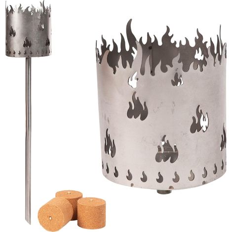 Torche de jardin extérieure motif flamme, 3 éléments combustibles