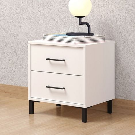Mesita Clanezzo, un Estante, 2 Cajones, Apertura Deslizante, 48x40x52h cm Blanco (1/5)