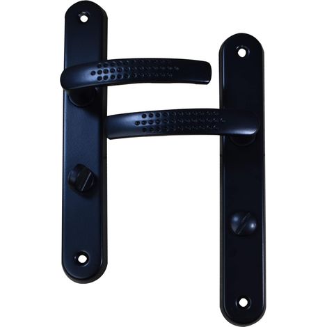 2 - Poignée De Porte - Condamnation - Aluminium Noir - Intérieur Et Extérieur - Entraxe 19,5cm - Épaisseur 3,8-4,6cm (1/4)