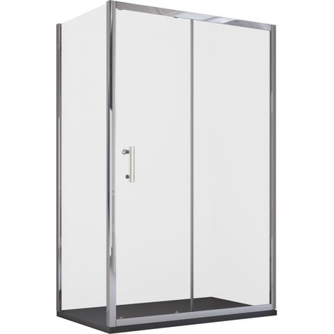 Box doccia angolare scorrevole trasparente con lato fisso h190cm 6mm big, misura 80x100 (1/5)