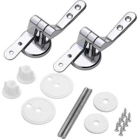 Toilet Seat Hinge Fasteners, Pack of 2 Replacement Toilet Seat Hinges with Zinc Alloy Fixings (1/5)