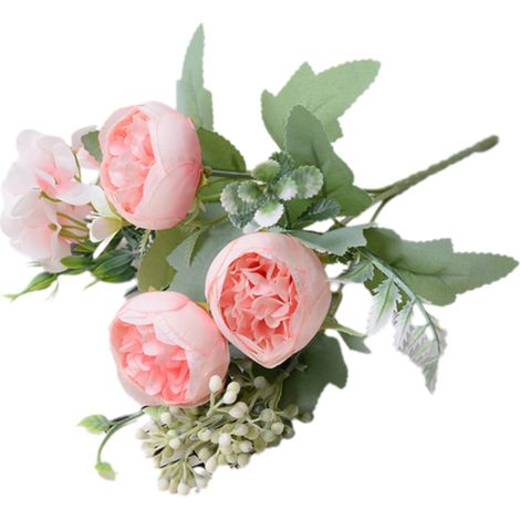 Juego de 3 peonías artificiales, de seda y plástico, diseño realista, color rosa, decoración para bodas (Q3: Novedades de agosto) (1/5)
