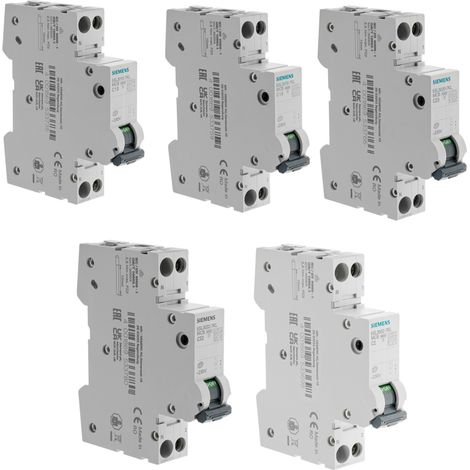 Lot de 22 disjoncteurs modulaires Ph+N – 1×2A, 4×10A, 8×16A, 8×20A, 1×32A – Courbe C – 4,5 kA - SIEMENS