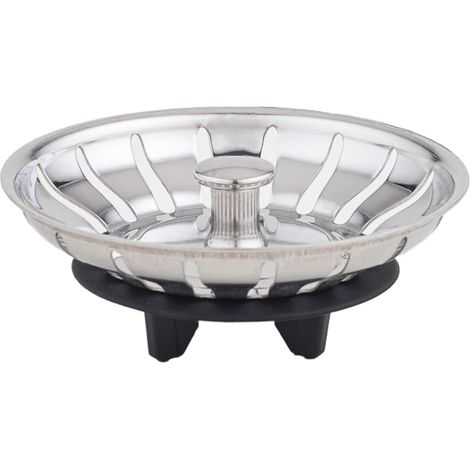 Crépine d'évier 80 mm noire, filtre à trois blocs en acier inoxydable 304 pour bonde, compatible avec les modèles d'évier standard. (1/4)