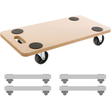 Arebos – Lot de 4 chariots à roulettes 200 kg – Dimensions 580x290 mm – MDF et roulettes PP – Transport sécurisé d'objets lourds (1/5)