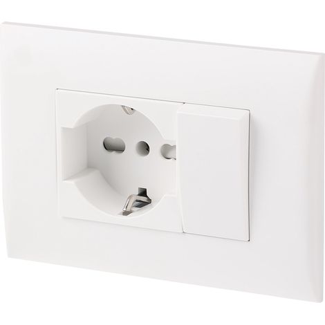 Kit Presa Bivalente Deviatore con Supporto e Placca Electraline Colore (1/3)