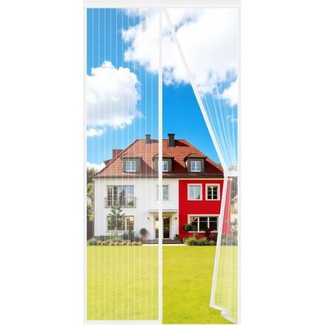 Magnetisches Moskitonetz für Türen oder Fenster, 90 x 200 cm, Fliegengitter mit ultrafeinem Netzgewebe, für Schiebetüren, bohrfreie Montage dank Klebeband, automatischer Schließmechanismus (1/5)