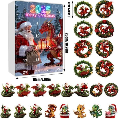 Calendrier De Lavent - Figurines De Noel - 24 Portes - Boite De Rangement Decorative - Pour Compter Les Jours Jusquau 25 Decembre - 1 Piece