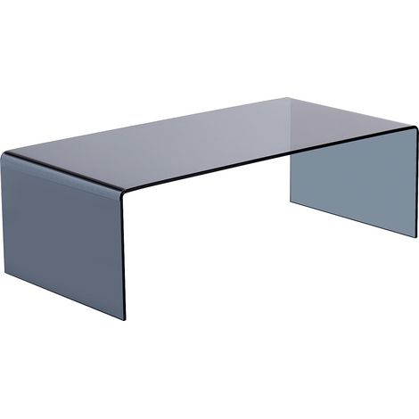 Table basse en verre trempé courbé et fumé - Noir - ALONZO (1/4)