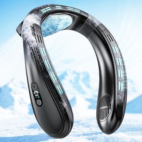 Aire acondicionado portátil para el cuello: ventilador de cuello con gran placa de refrigeración y,ventilador sin aspas de 6000 mAh (negro),negro (1/5)
