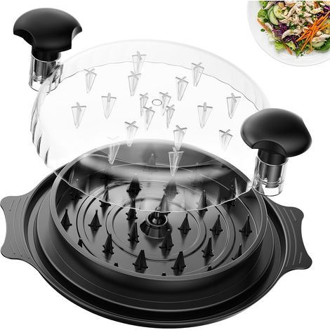 Effilocheur de viande avec plateau - grand modèle 25 cm - sans bisphénol A - antidérapant - pour porc, bœuf et poulet - noir (1/5)