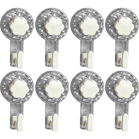 Set mit 8 wiederverwendbaren, extra starken Saugnapfhaken zum einfachen Anbringen ohne Bohren, maximale Traglast 5 kg, für Fenster, Glas, Badezimmer, Küchen (transparent grau) (1/5)