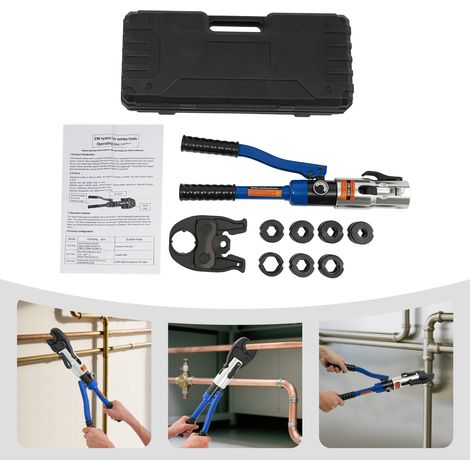Pince à sertir professionnelle (hydraulique) Outil de presse V-Contour (SC Contour) 12-15-18-22-28 Jeu d'outils de presse HPZ avec tête pivotante à 180°, pour tuyaux en cuivre, en acier au carbone et (1/5)