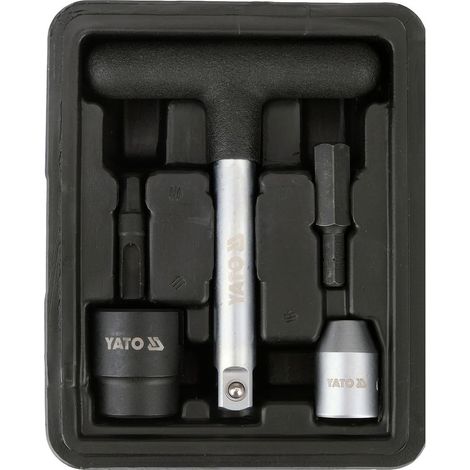 Yato Ölablassschlüssel Satz 3/8" (9,5 mm) Spezialwerkzeug Set für Kunststoff-Öldeckel, 5 tlg