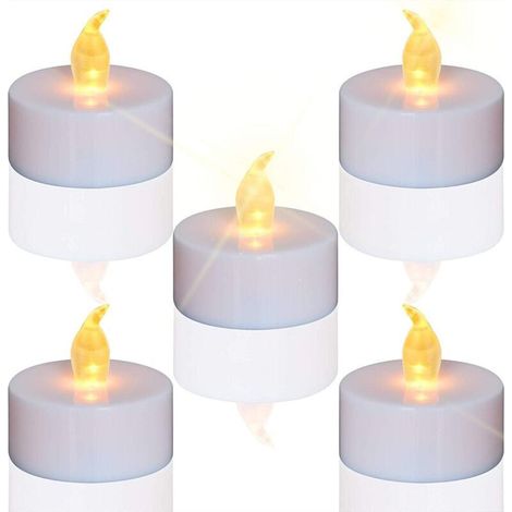 12 Pack LED Candles, Unscented Candles, Flameless Tea Lights, Transparent Flickering Light, Electric Light (1/5)