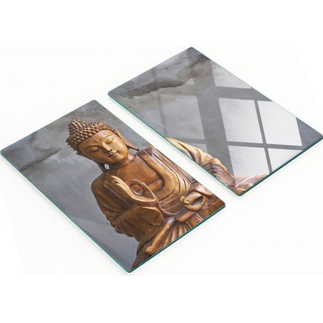 Tablas de cortar decorativas de vidrio para cocina con dise帽o de Buda de madera, 2x30x52 cm