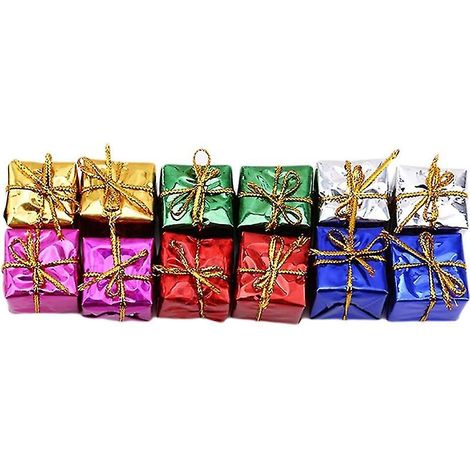 Mini boîte cadeau laser avec pendentif sapin de Noël - Lot de 12 pièces pour la décoration des fêtes de fin d'année, mariages et autres événements. (1/5)
