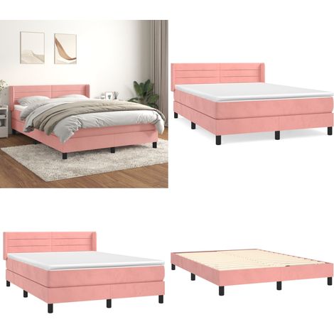 Sommier à lattes de lit avec matelas Rose 140x200 cm Velours - Lit Plateforme - Lit Double - Lit Velours - Lit Rose - Literie - Home & Living (1/5)