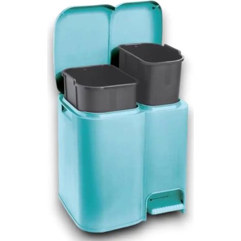 1PZ PATTUMIERA DIFFERENZIATA "PATTY 2" - cm.39x32,5x41h. lt.13+8 azzurra