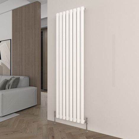 T&K Vertical White Single Radiator Oval Column Designer 1600x472mm Modern Central Heating Rads (1/5)