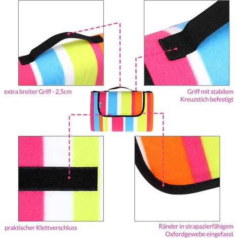 Picnic Blanket 195x150cm, Waterproof, Easy Transport, Multi-Use