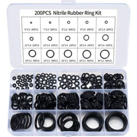 Assortiment de 200 joints toriques en caoutchouc nitrile pour robinet de cuisine, plomberie, joints toriques en caoutchouc
