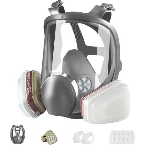 Masque Respiratoire Intégral Avec Filtres, Masque Anti-Poussière En Aérosol De Peinture Réutilisable, Masque à gaz complet - 6800,Idéal Pour Polissage,Soudure,Graffiti,La Peinture En Aérosol