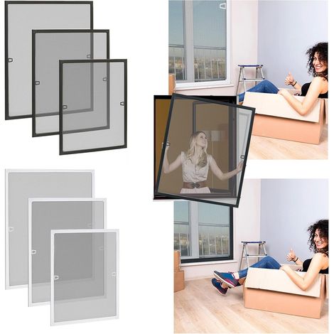 Fenstergitter – Bohrfreier Rahmen – Aluminiumrahmen – Moskitonetz – 80 x 100 cm – Weiß