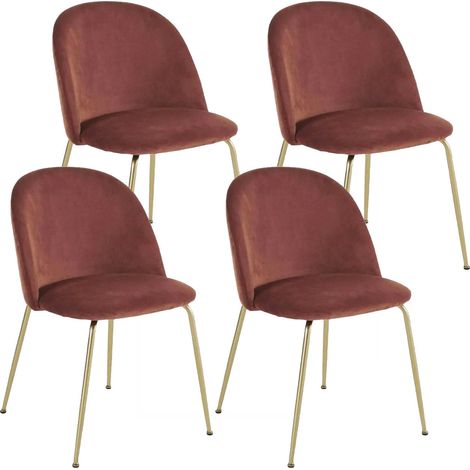 Set 4 Sedie Imbottite 49x52x79 cm in Velluto Bronzo e Oro
