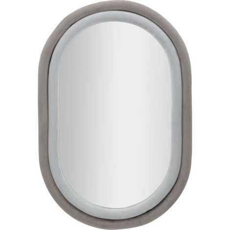Specchio da parete ovale Antony in velluto grigio 67x86 cm