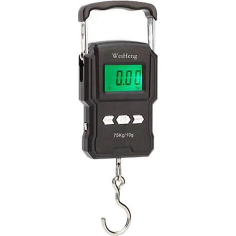 Balance électronique de pêche – Précision haute résolution jusqu’à 75 kg (165 lb), écran LCD rétroéclairé, mètre intégré (2 m), piles AAA incluses – Idéal pour la pêche en eau douce et en mer