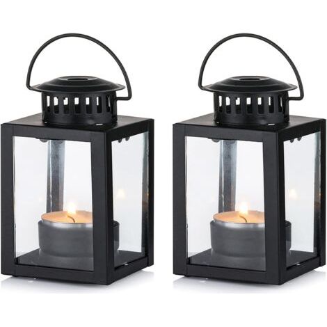 BUNTHAUS Lanternes pour Bougies Lanternes de Jardin, 2 Pièces Suspendues Petites Lanternes pour Bougie ChauffePlat, Bougeoirs Bougie Noire pour Les Événement (1/5)
