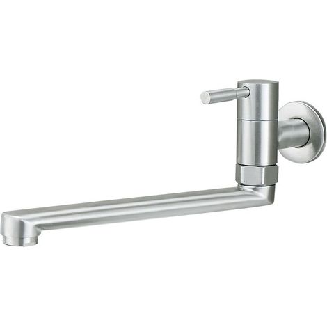 Robinet de cuisine, robinet mural large en acier inoxydable, robinet simple d'eau froide pour balcon, buanderie, piscine, serpillière, piscine, robinet à ouverture rapide (1/5)